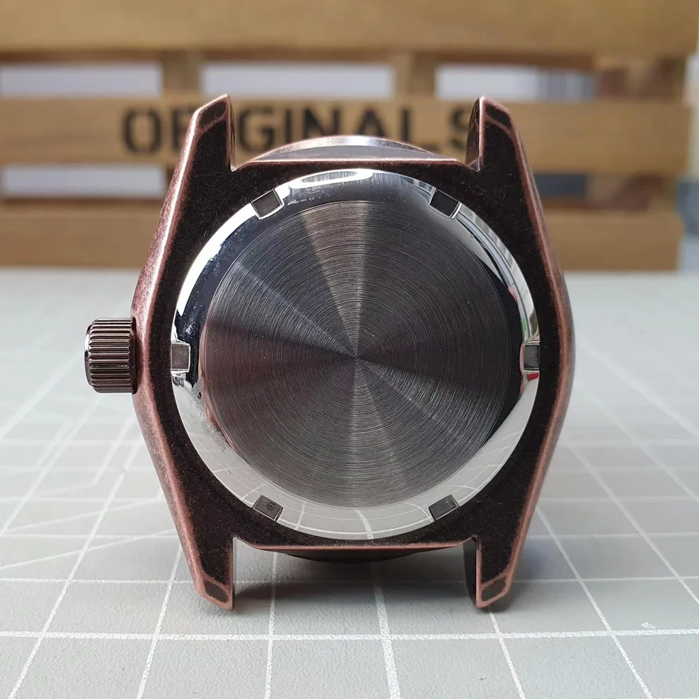Watch Modify Parts Vintage Style SKX007/009 Bronze Plated Yatch Bezel Stainless Steel Case Sapphire Fit NH35/36 Movement