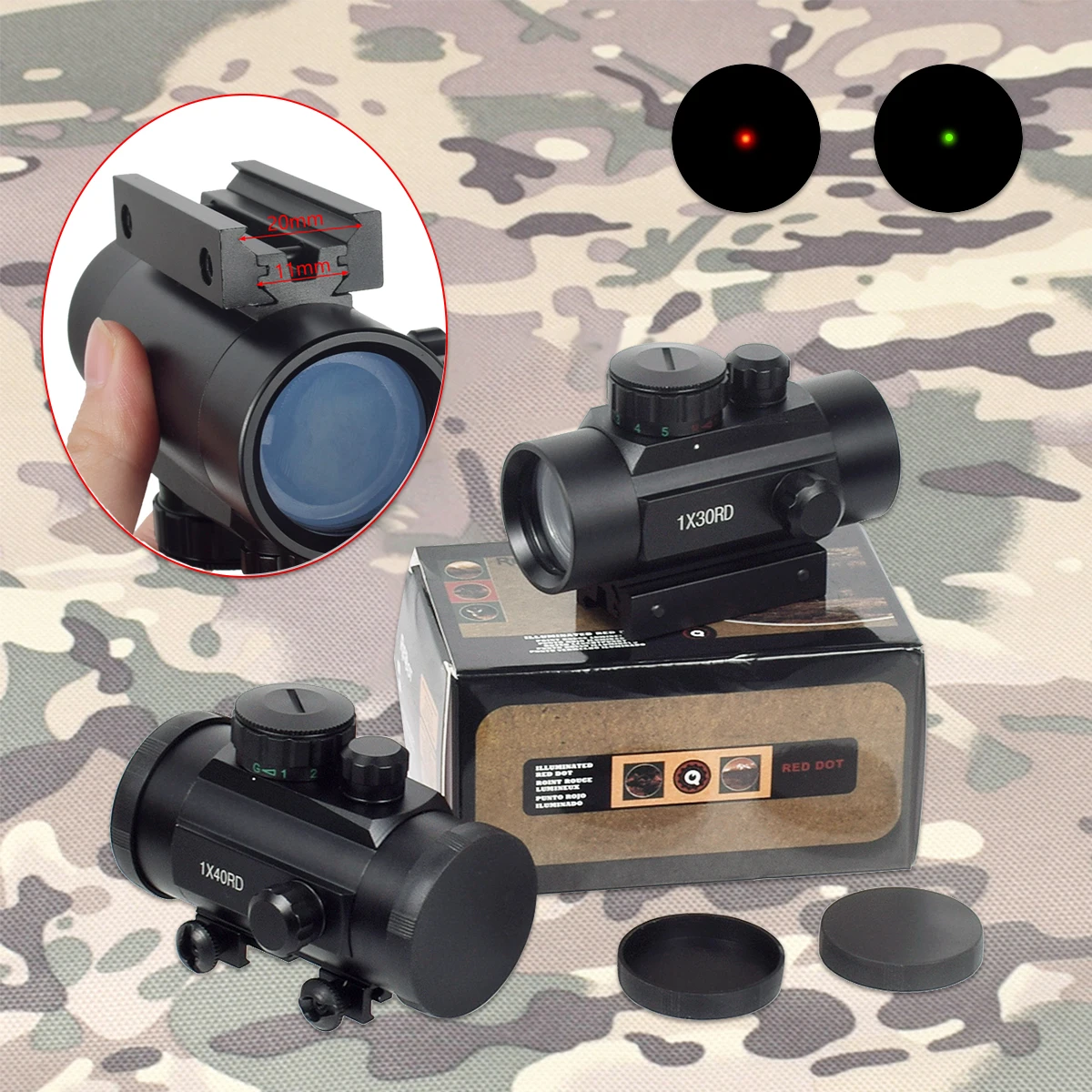 

Tactical 1x30 1x40 Green Red Dot Collimator Sight Aiming Holographic With 20mm Rail Mount Hunting Airsoft Optics Riflescope