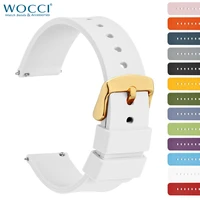wocci watchband 14mm 18mm 20mm 22mm 24mm silicone sport watches strap women replecement band bracelet stainless golden buckle