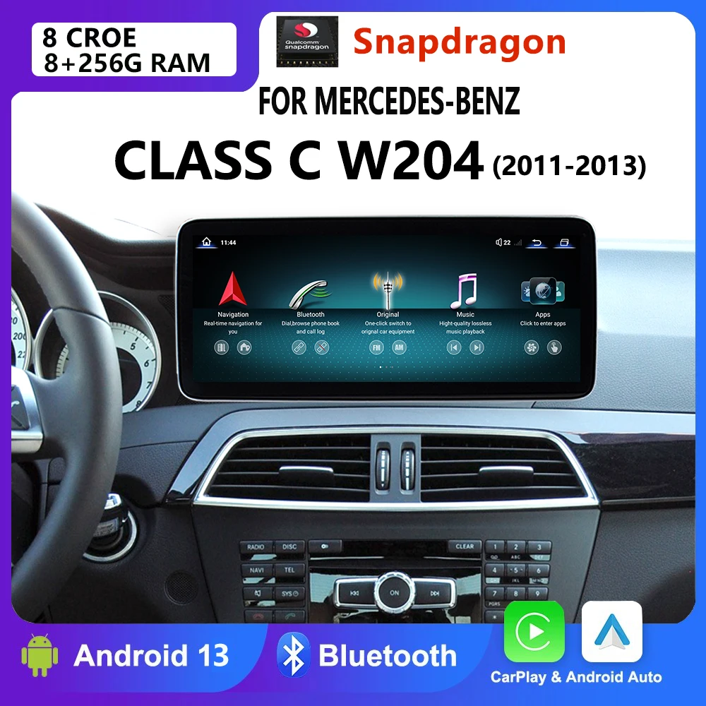 Автомобильный мультимедийный плеер Qualcomm Android 13 для Mercedes Benz C W204 C200 260 300 2011 до 2013