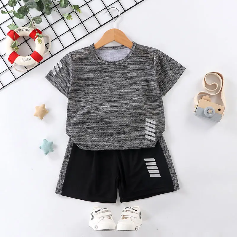 

2022 Boys Summer sport Clothing set Children T-shirt Short Sleeve +Pants Set 2 pcs Set Kids Baby Boys Clothes 8 10 12 14 Years