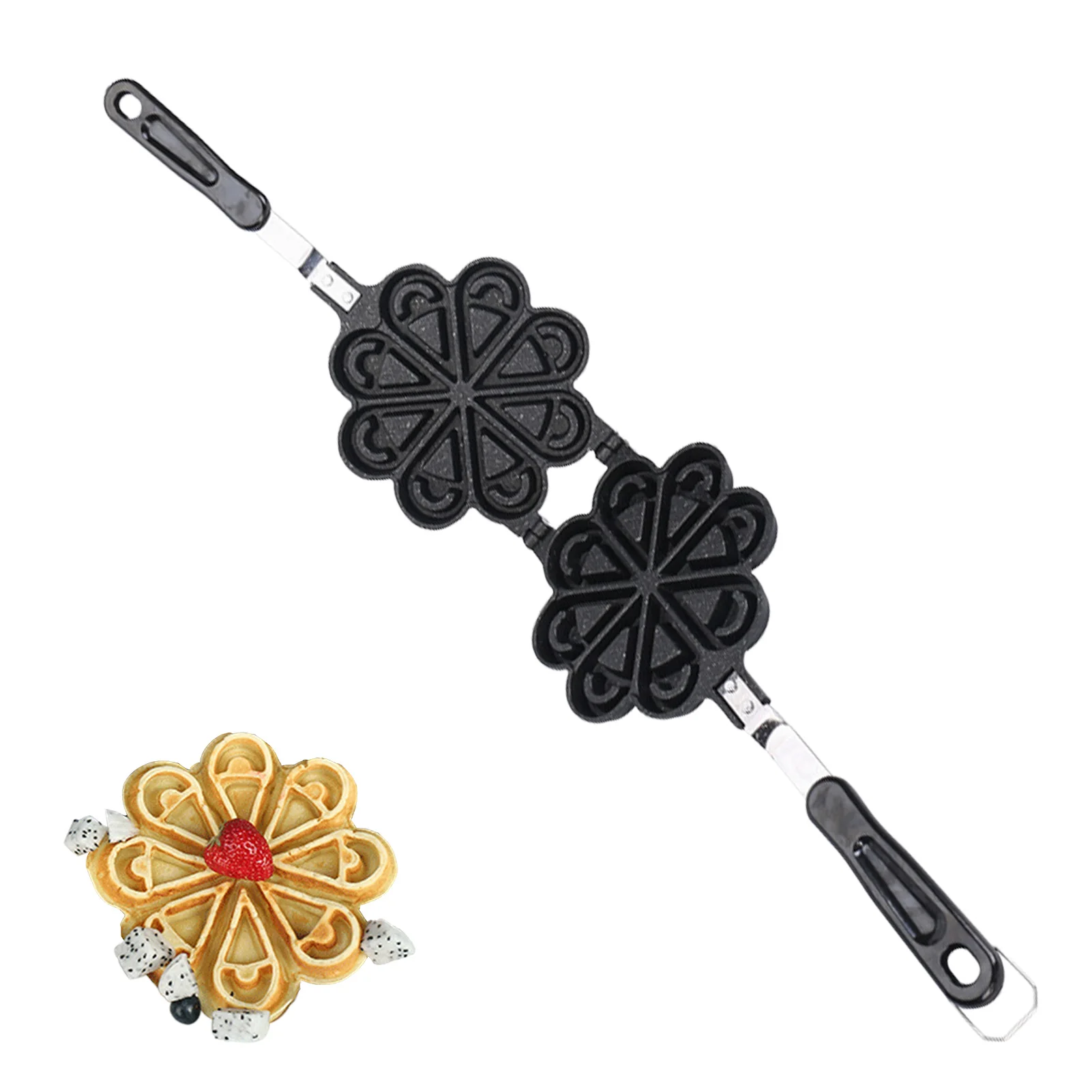 

Stove Top Waffle Maker Pancake Molds For Cooking Stove Top Non-Stick Waffle Mold With 4 Heart Shape For Waffles Sandwich Toaster