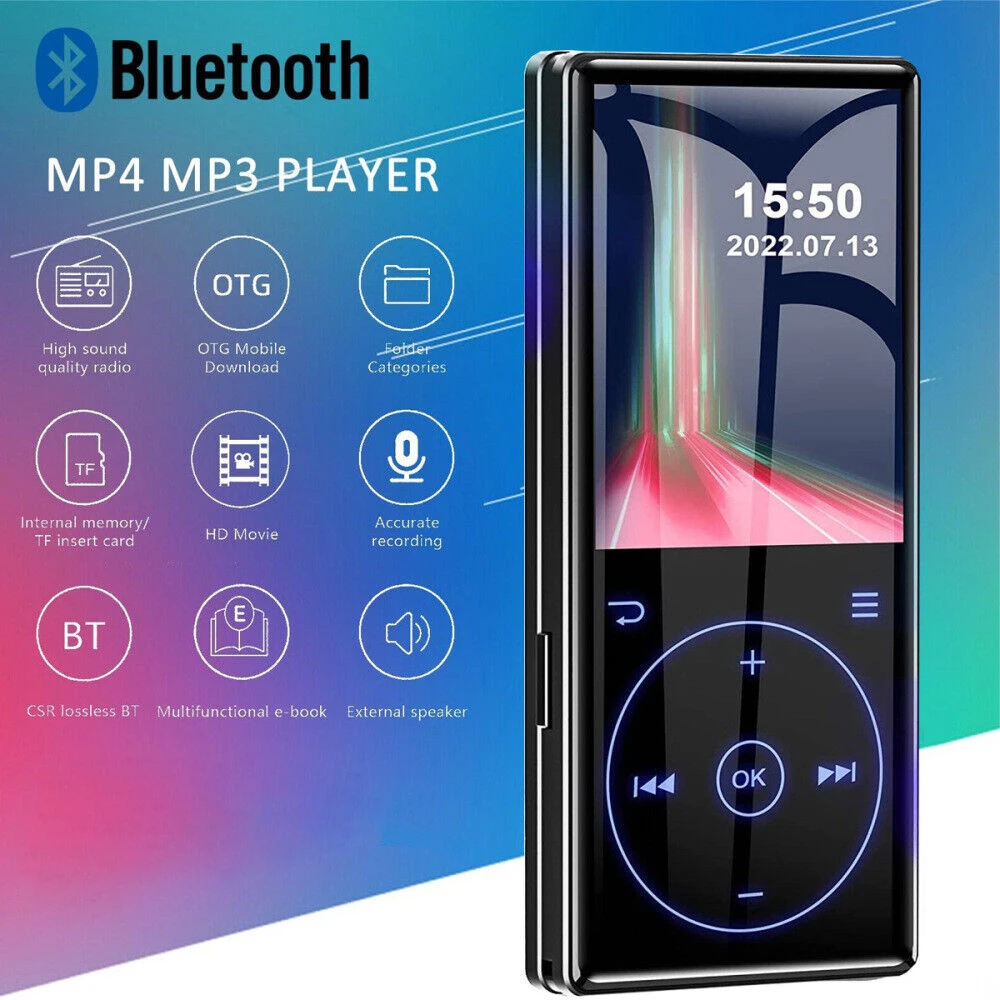 

2.4 Inch Bluetooth MP4 MP3 Music Player Touch Keys 16GB HIFI Lossless Audio Walkman with FM Radio Recorder E-Book Pedometer