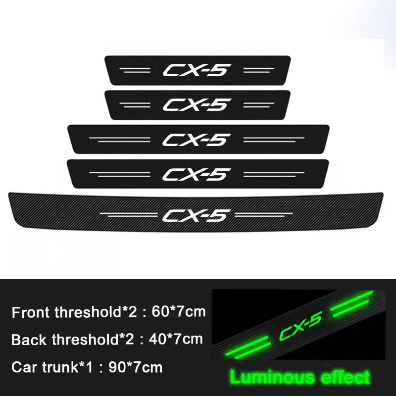 

Автомобильные светящиеся дверные пороги, наклейки для интерьера, водонепроницаемые наклейки на порог, защита от ударов, царапин, пленка для эмблемы Mazda CX-5
