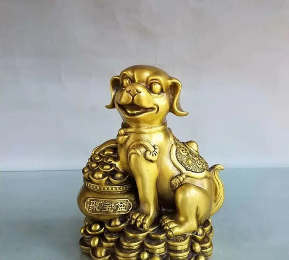 

Copper Statue Pure copper cornucopia Yuanbao Dog Ornament household furnishings