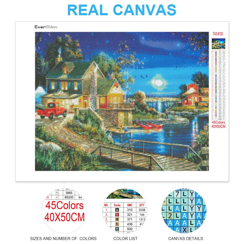 evershine 5d diamond painting kits house picture rhinestones diamond embroidery lakeside landscape cross stitch decor home free global shipping