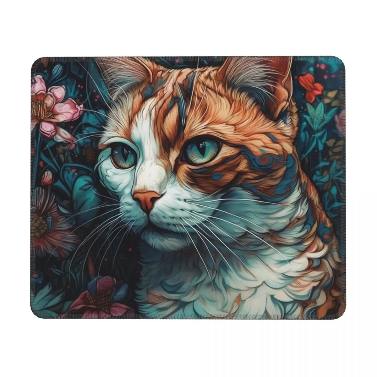 

Cat Horizontal Print Mouse Pad Neon Colorful Painting Quality Rubber Mousepad Anti Fatigue Rertro Desk Mouse Pads