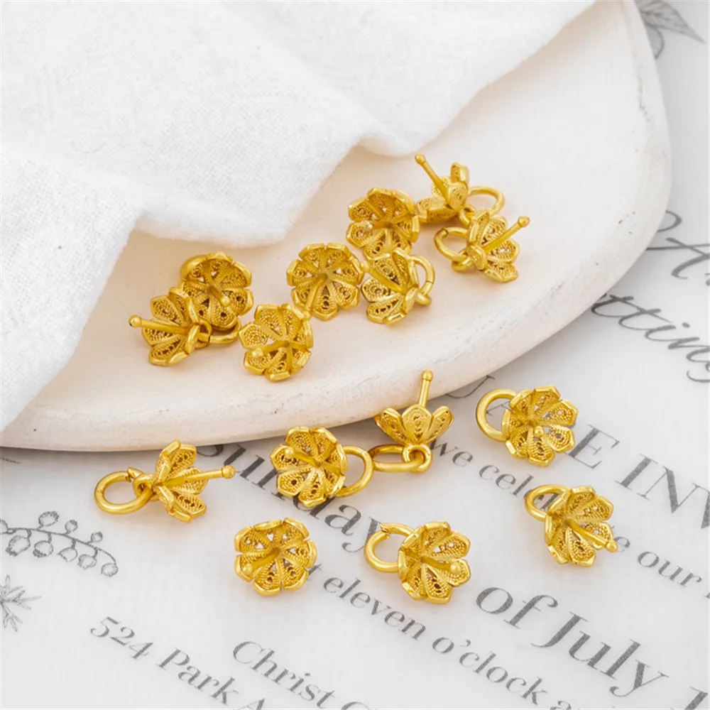 

18K gold pack with color and matte gold lace glue half-hole cap holder 8mm eye needle bead holder Cap pin pendant pearl holder