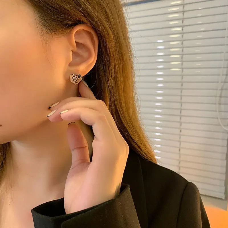 Винтажные модные элегантные серьги-кольца в форме сердца с буквами для женщин