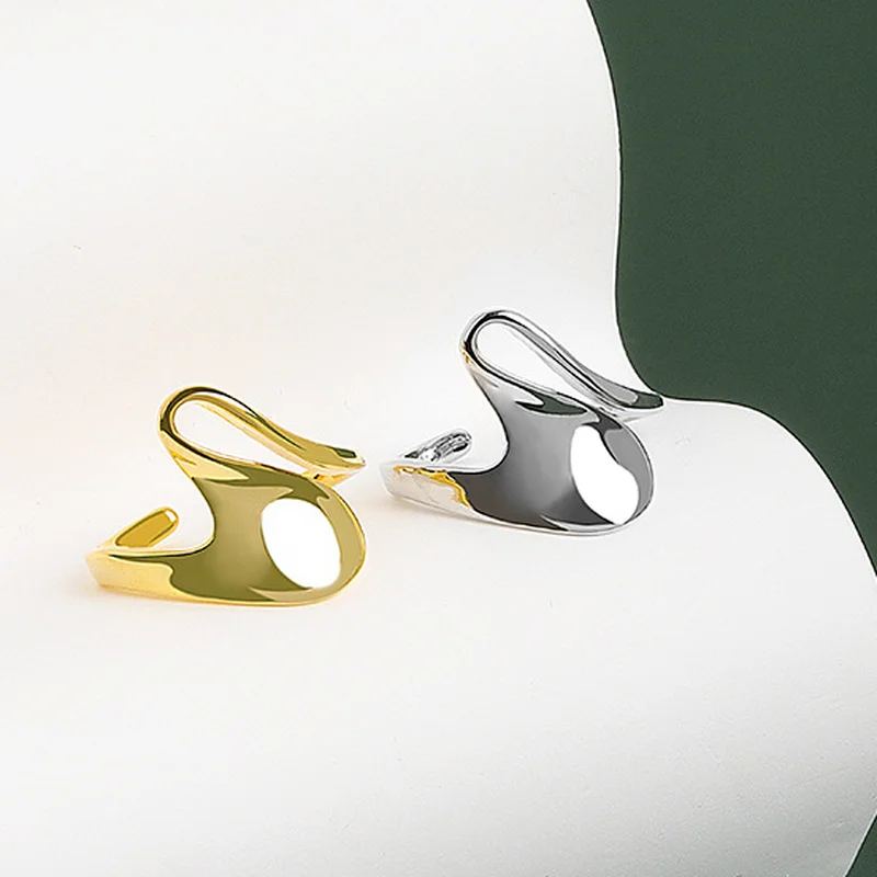 

Wide Face Wave Pattern Curve Ring Opening Adjustable Geometric Irregular Rings Female Ins Simple Personality Ring Gift