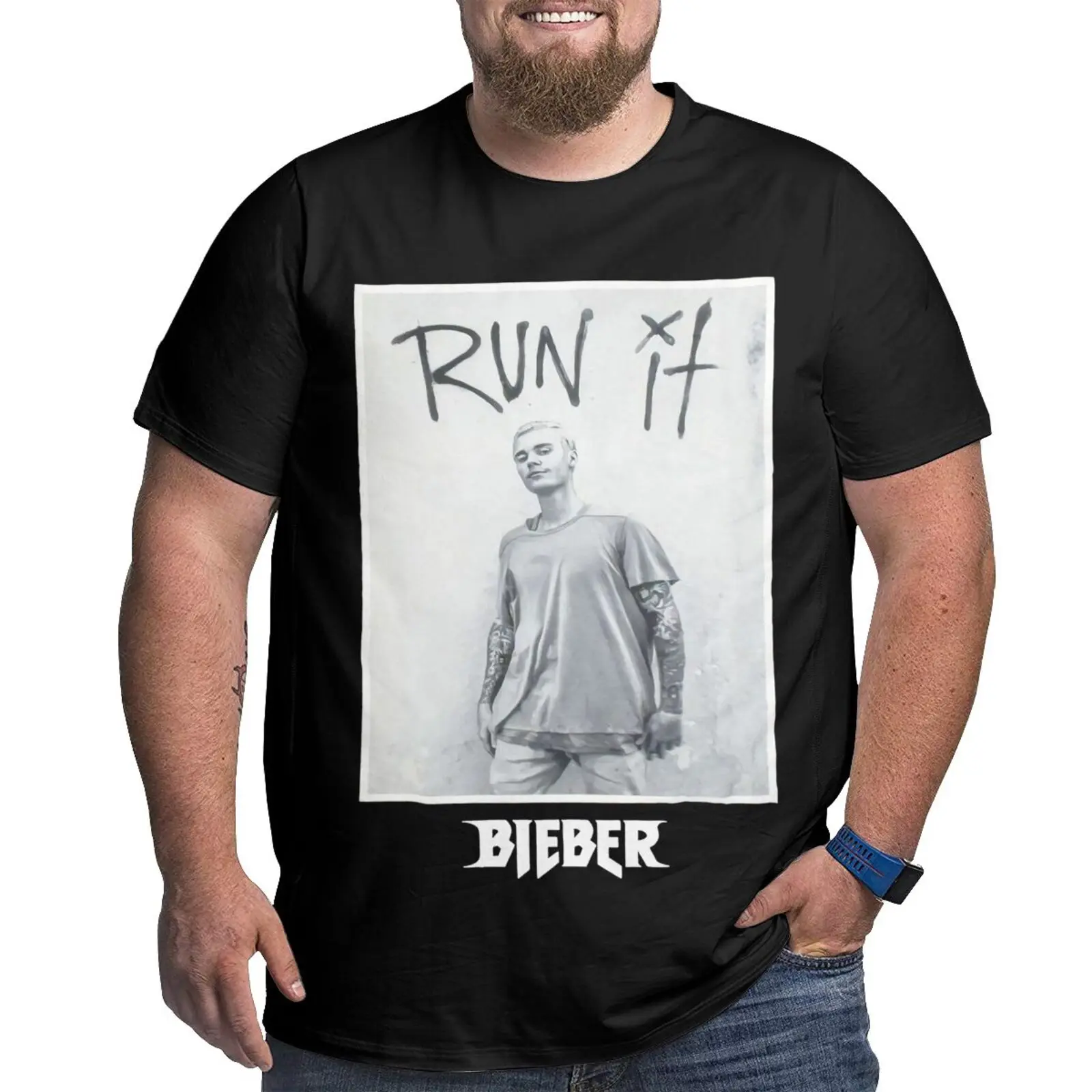 

Футболка мужская оверсайз, тенниска с рисунком Джастина Бибера, одежда для мужчин