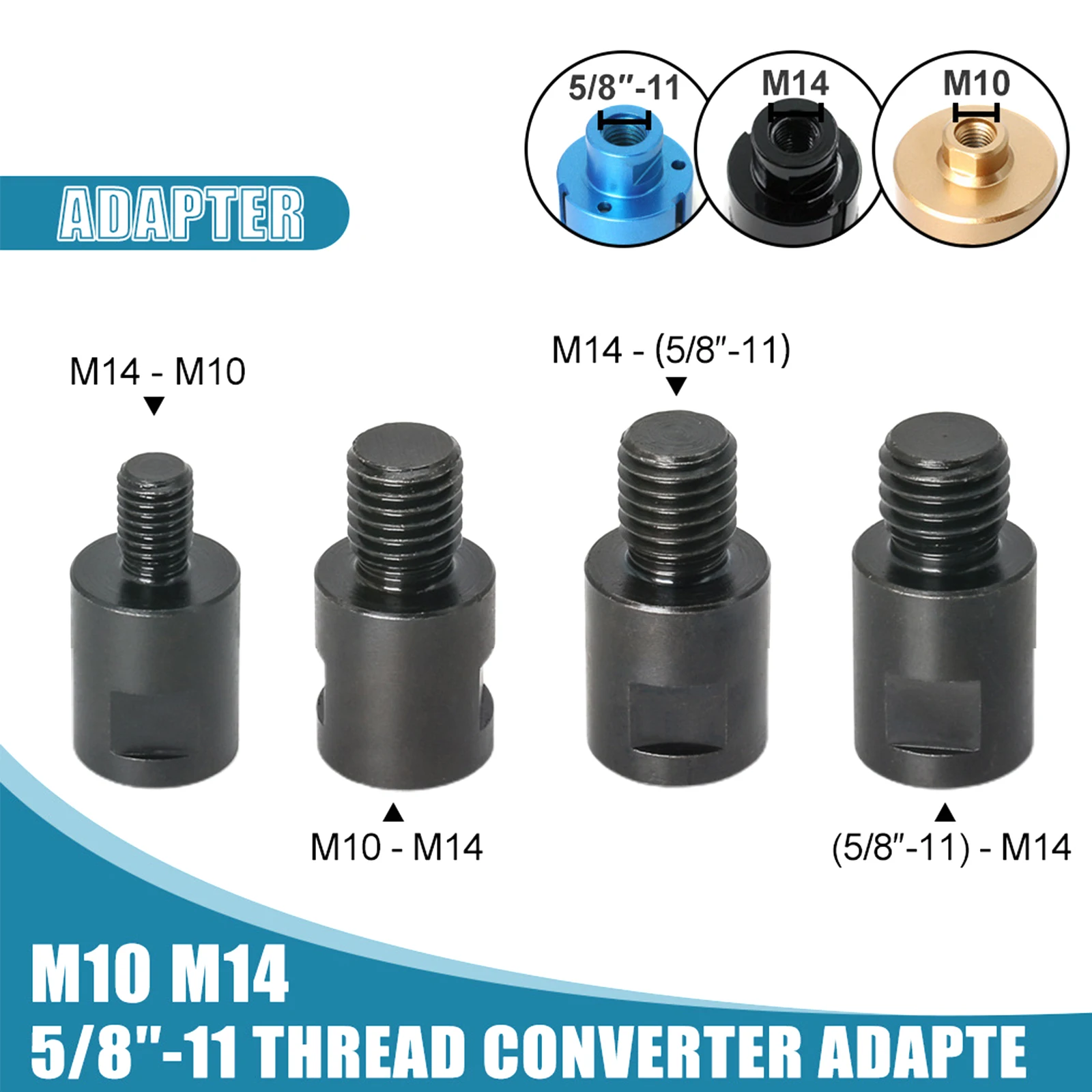 

Angle Grinder Adapter Converter Metal For Polishing Pads Drill Bits Machine M10 M14 5/8-11 Converter Adapte Connector Screw