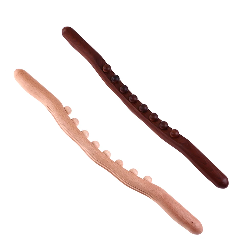 

Massager for Body Natural Carbonized Wood Scraping Massage Stick Back Massager Scrape Therapy SPA Beauty Salon Rolling Steel Rod