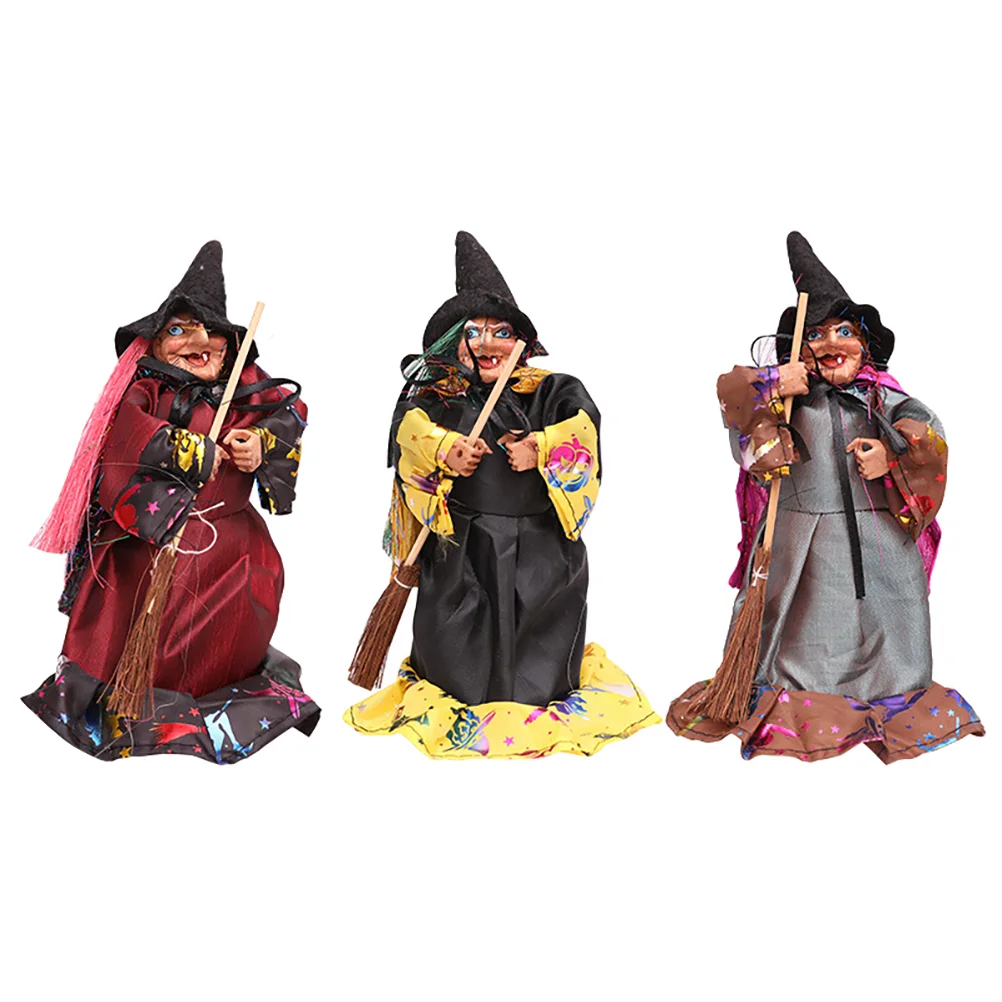 

Witch Dolls Decoration Party Holiday Creepy Witch Figurines Haunted House Prop Decor 3Pcs