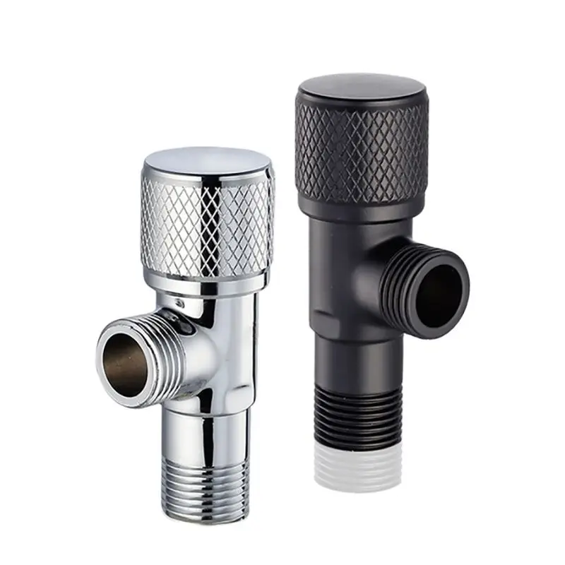 

Угловой стопорный клапан для ванной комнаты, запорный клапан для горячей и холодной воды, поворот на четверть, серебристый, черный, для туал...