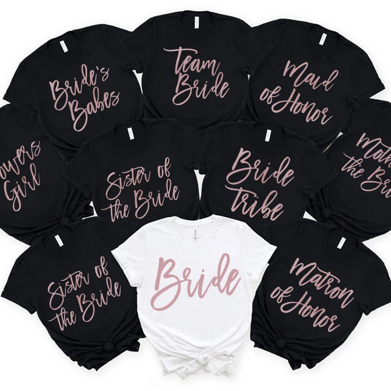 

Bridesmaid Bride Squad Shirt Bachelorette Party T-shirts EVJF Engagement T Shirt Bridal Hen Party Wedding Friends Team Bride Top