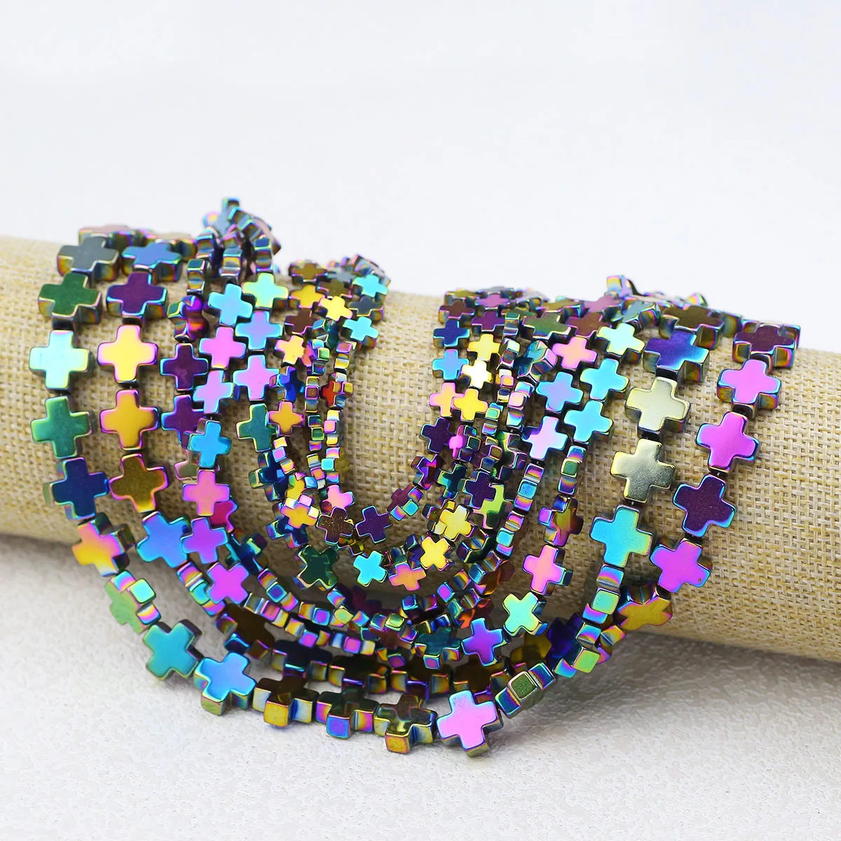 6/8/10 мм разноцветный крест форма гематит камень спейсер свободные бусины для