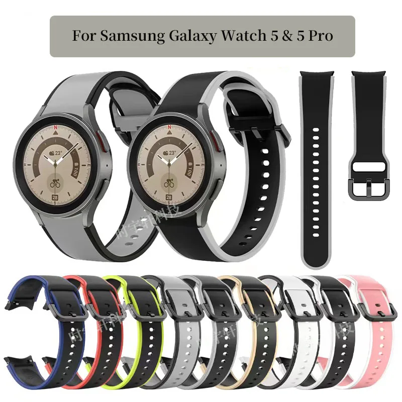 

Ремешок силиконовый для Samsung Galaxy Watch 5 Pro 45 мм/Watch 5 4 44 мм 40 мм/Classic 46 мм 42 мм, спортивный мужской и женский браслет для наручных часов, 20 мм