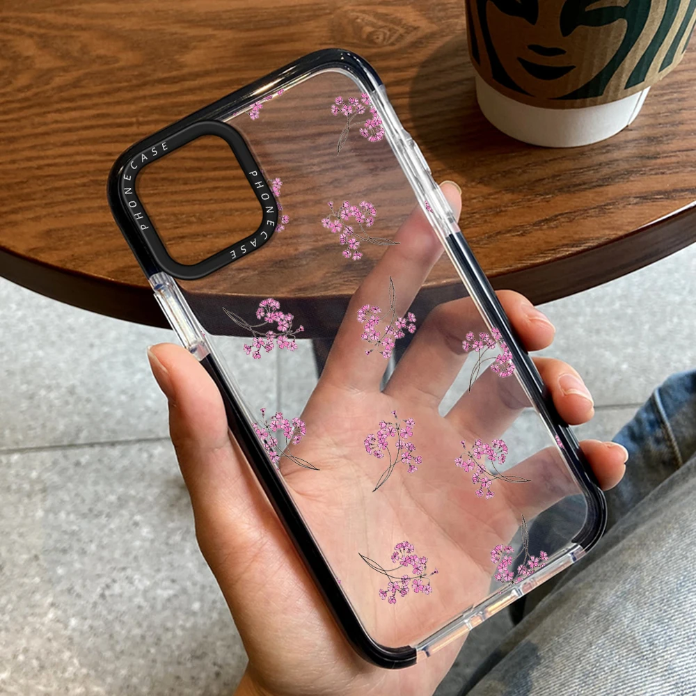 

Flowers Floral Phone Case for iPhone 14ProMax 13Pro 12ProMax Transparent Soft Cover for iPhone 14 14Plus 11 Pro Max Capinha