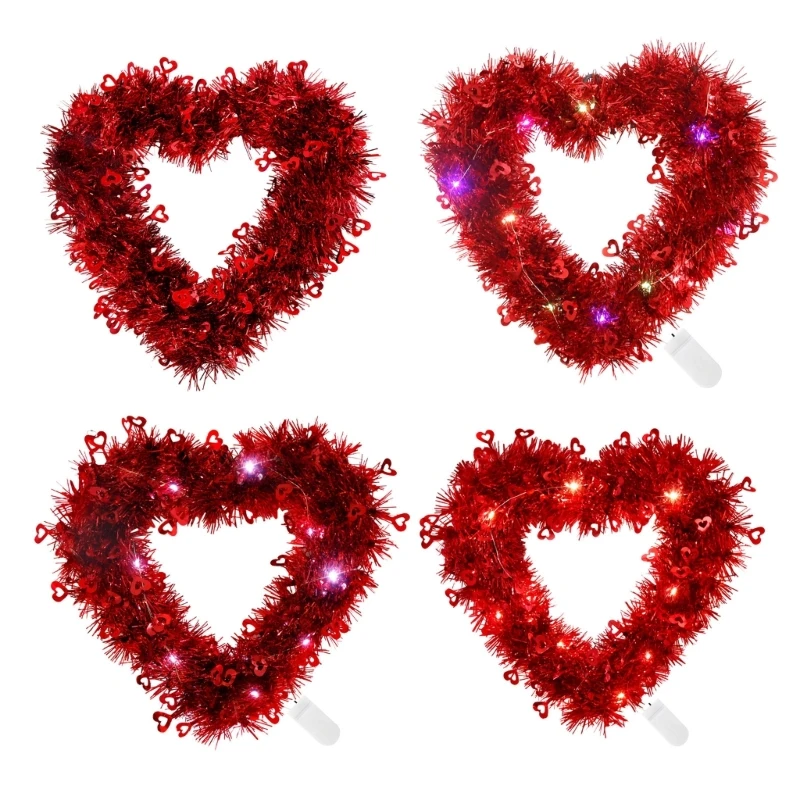 

Red Valentine Day Wreaths Heart Shaped Door Wreaths Wall Window Decorations