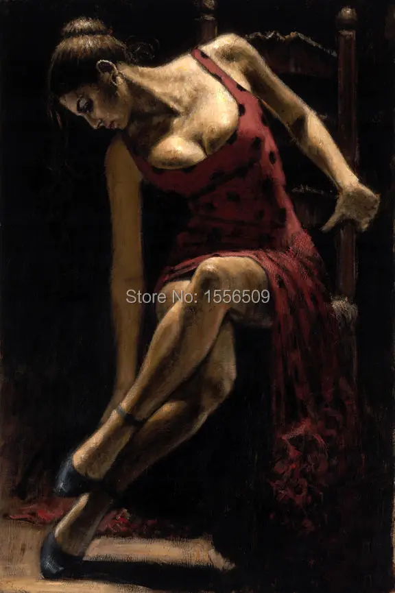 

special offer - good -TOP best art oil painting--hand painted -red dancer tango 36 inches-free shipping cost