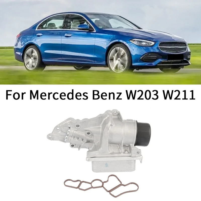 

1 PCS Engine Oil Filter Housing With Oil Cooler Silver Car Accessories 2721800510, 2721800410 For Mercedes Benz W203 W211