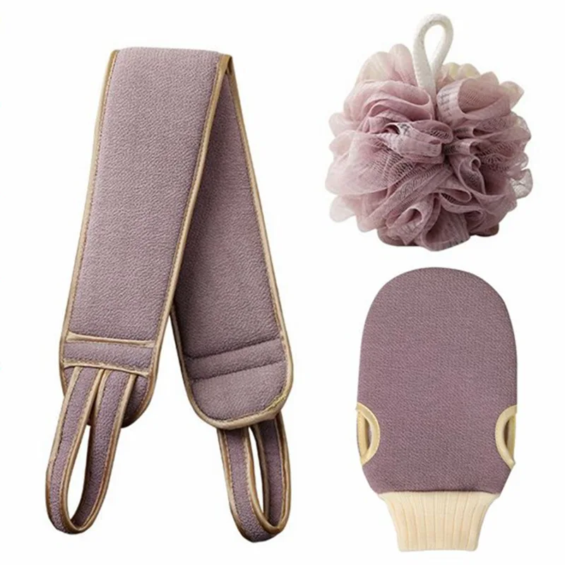 

3Pcs/Set Body Cleaning Washcloth Soft Brush Home Hotel Bathroom Shower Ball Back Scrubber Set Exfoliating Skin Towel Bath Gloves