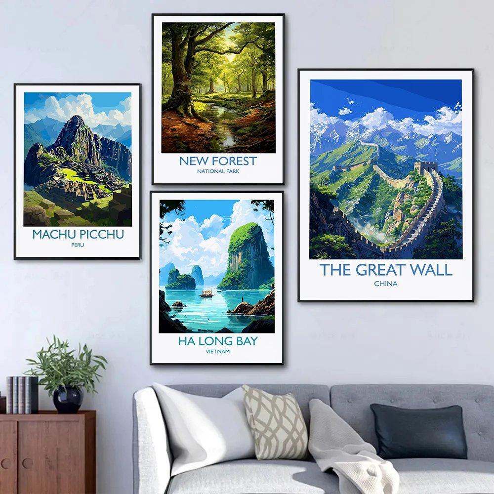 Скандинавский туристический город лес степ снежная гора деревня художественная