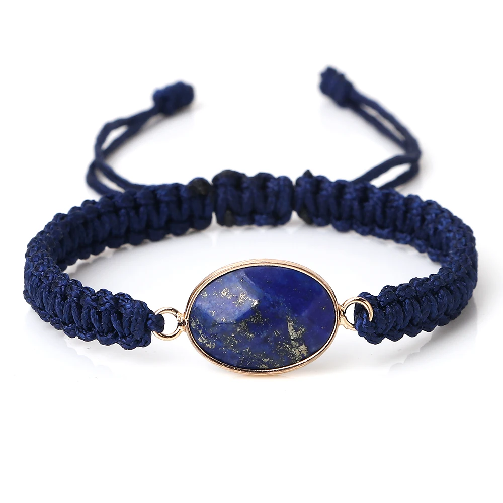 

New Women Blue Braided Rope String Bracelet Men Charm Natural Stone Pendant Adjustable Bracelets&Bangles Friendship Jewelry Gift