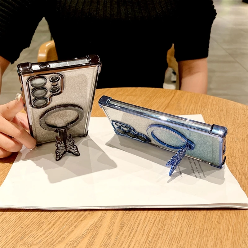 S 24 25 22 Чехол-держатель с бабочкой для Samsung Galaxy S24 S25 S23 S22 S20 S21 Fe Plus Ультра