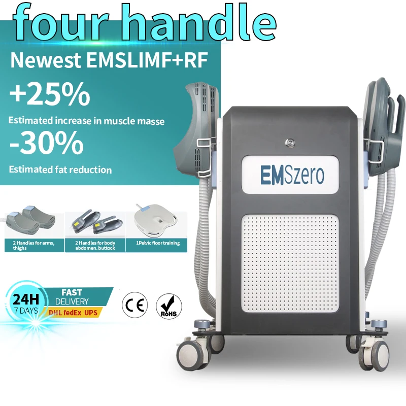 

2/4 Handles EMS Massage Body Muscle Building Fat Burning Weight Loss Skin Tightening Cellulite Reduction Slimming Machine