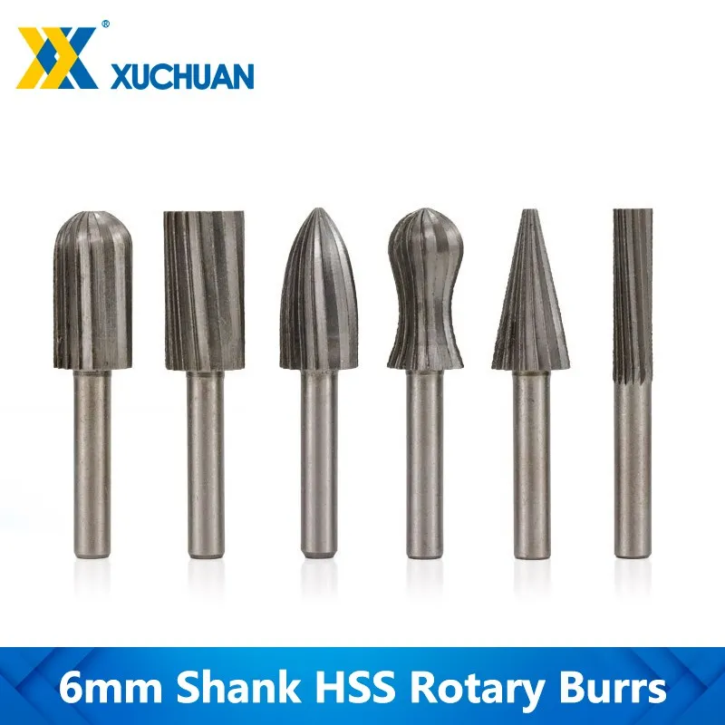 Rotary Files Burrs HSS Drill Bits 6mm Shank&nbsp; A B C D E F Ty