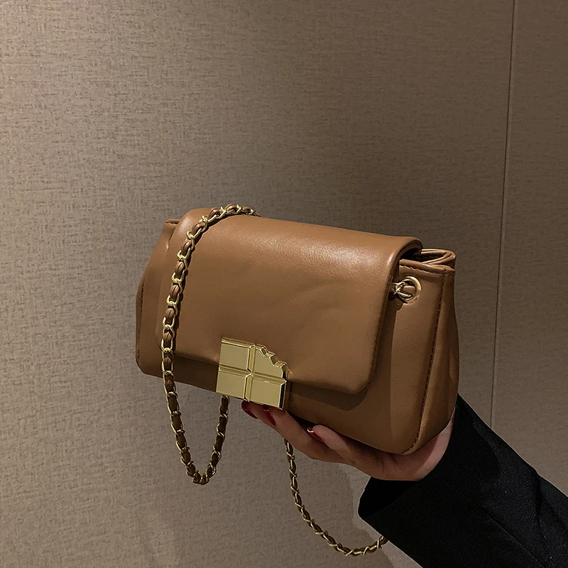 Ladies High Quality Leather Shoulder Bags For Women Long Gold Chain Shoulder Bags Bags Luxury Handbags Crossbody Bags For Women