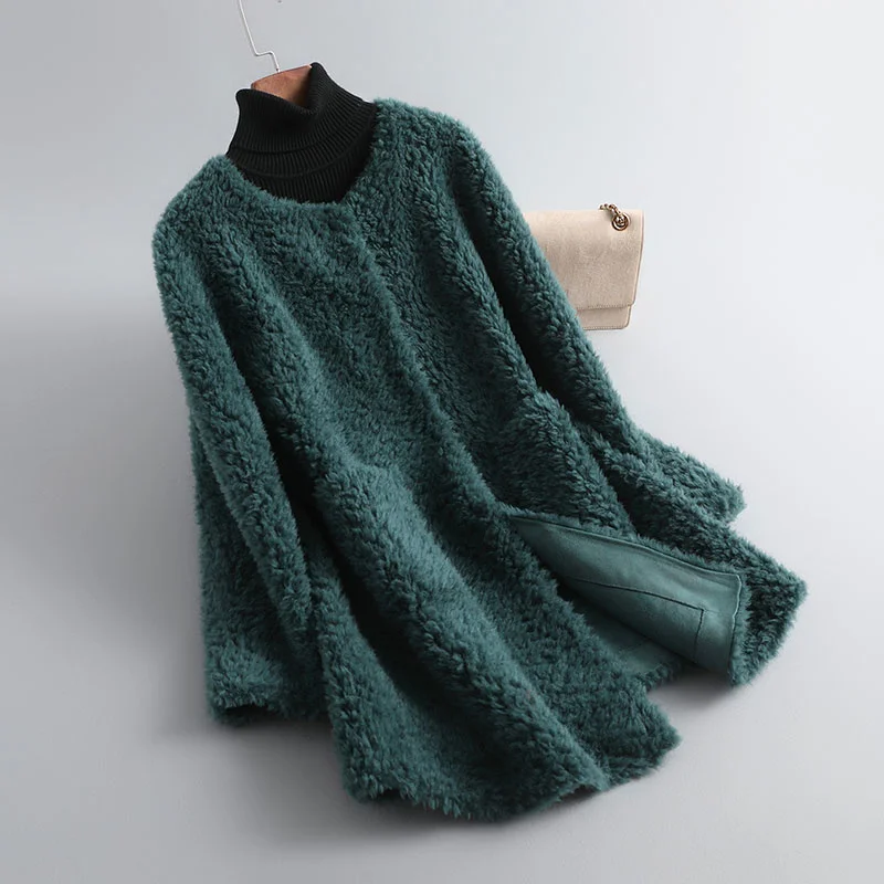 

Повседневная одежда из овчины, зимнее женское Шерстяное Пальто, модная теплая женская меховая куртка Zm