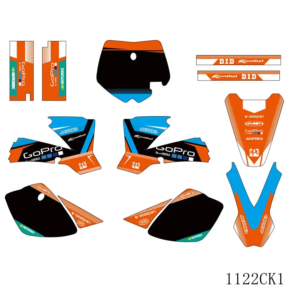 

Full Graphics Decals Stickers Motorcycle Background Custom Number Name For KTM SX 50 SX50 2002 2003 2004 2005 2006 2007 2008
