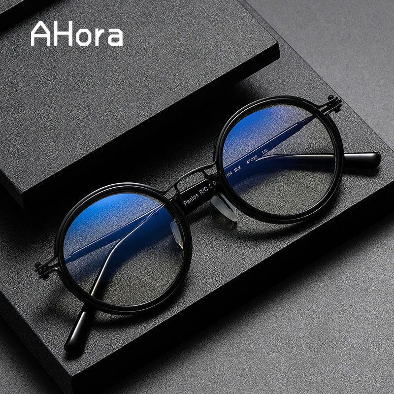 

Ahora Retro Anti Blue Light Reading Glasses Frame Titanium Women&Men Prebyopia Eyeglasses Goggles Computer For Elder 0+1.0to+4.0