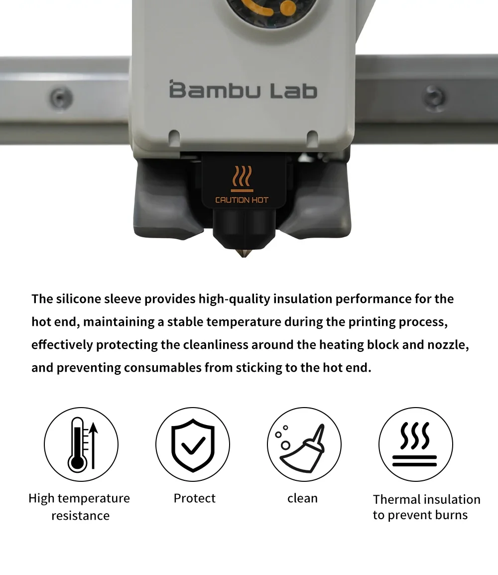 Фото Силиконовые носки для мини-3D-принтера Bambu Lab A1, термостойкие износостойкие черные силиконовые чехлы для экструдера №2
