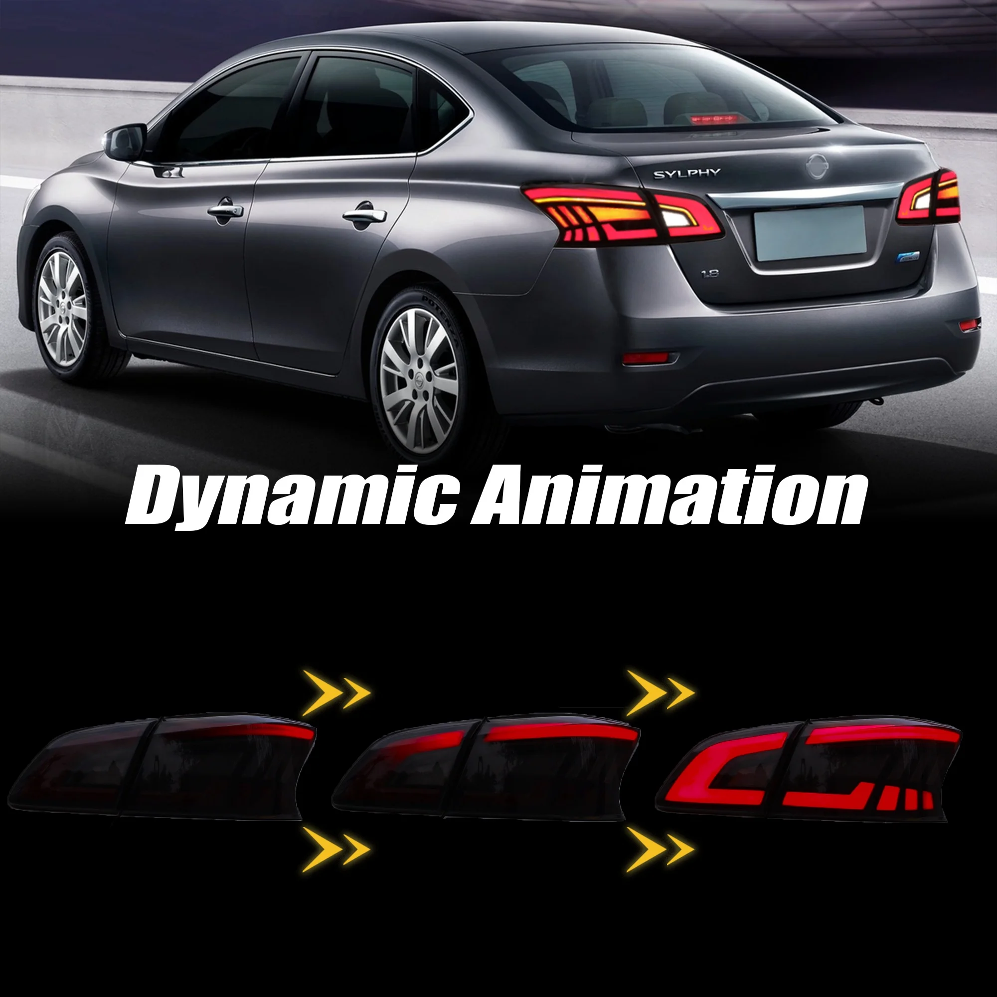 Фото Автомобильные светодиодные задние фонари для 13TH Nissan Sentra Sylphy 2012-2015,2016-2019, 2022 анимационные задние фонари RGB, светодиодный задний фонарь в сборе №4