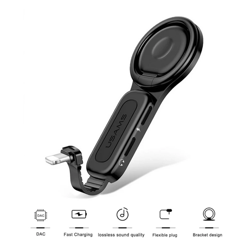 

2 In 1 Ring Buckle Adapter For iPhone 13 12 11 Pro Max XR 6 7 8 Fast Charging Ring Bracket Phone Holder For Smart Phone