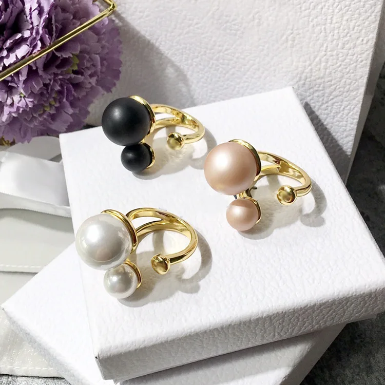 

Fashion ring simple personality light luxury retro fashion hipster accessories exquisite copper gold-plated large and small bead