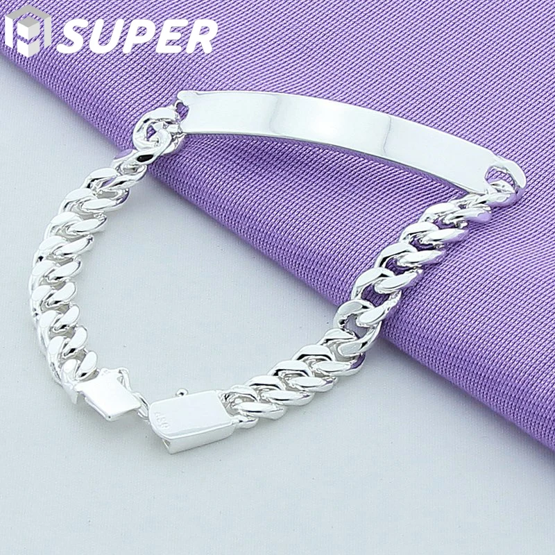 

925 Sterling Silver 8mm Smooth Sideways Bracelet For Men Woman Charm Wedding Engagement Party Fashion Jewelry