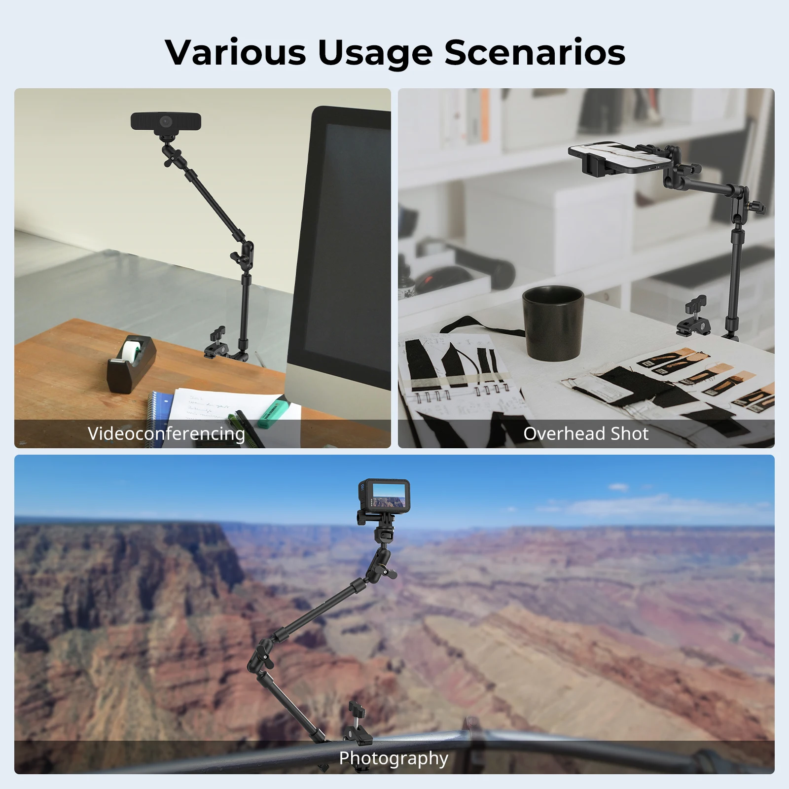 SmallRig Magic Arm с комплектом крабовых зажимов, регулируемым креплением для настольного штатива, стрелой, для смартфонов, веб-камер, экшн-камер 4766 (art.: 3920c814d0bae) - 3920c814d0bae
