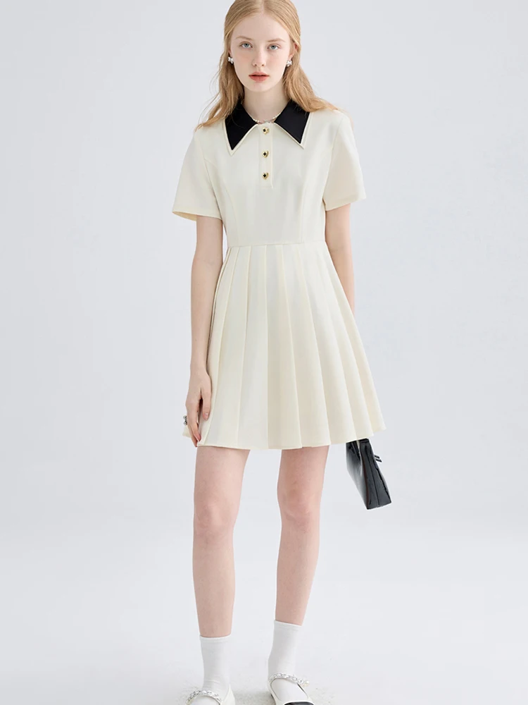 Женское платье-рубашка с коротким рукавом элегантное Плиссированное