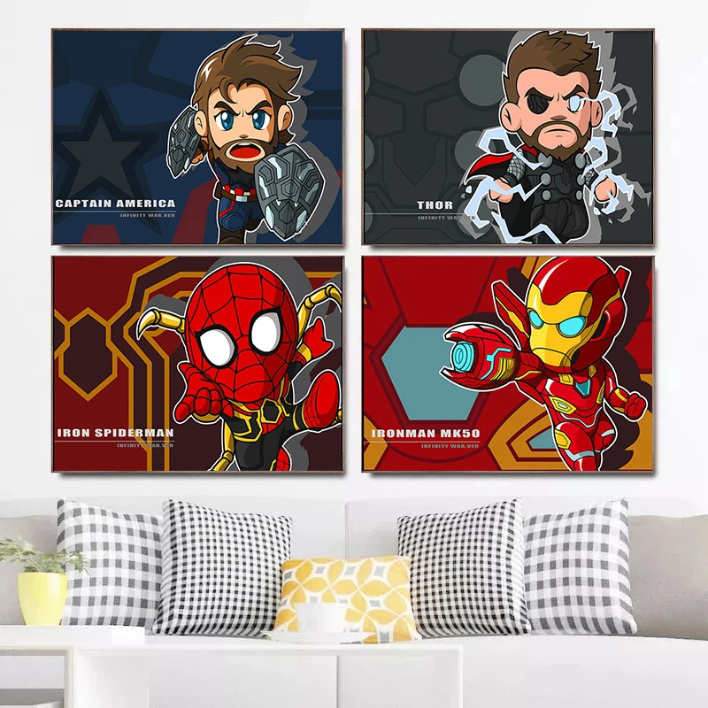 

Canvas Paintings Disney Marvel Superhero Avengers Spiderman Posters and Prints Wall Art Pictures for Living Boy Home Decoration