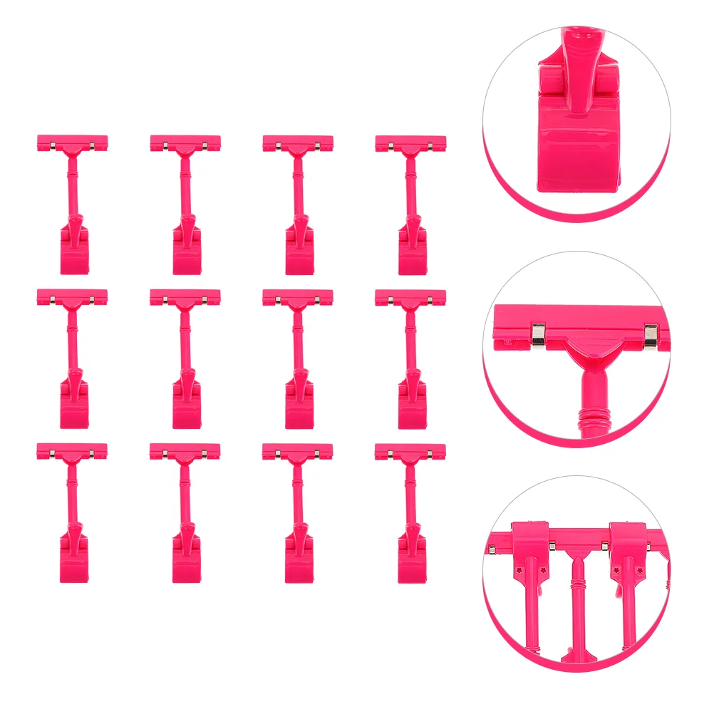 

12pcs Merchandise Sign Clips Plastic Price Tag Clips Double Head Display Clips