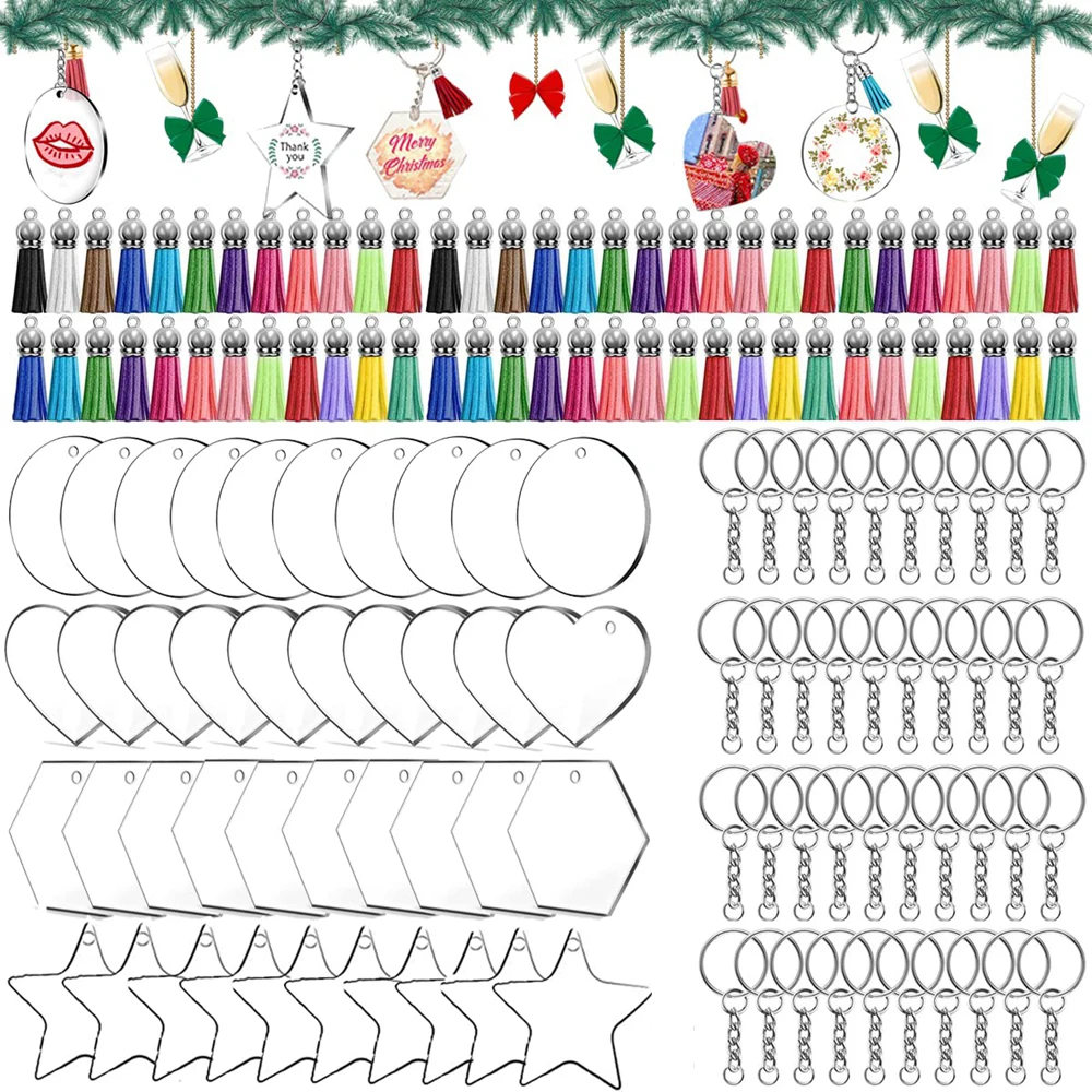 120 шт. прозрачные акриловые брелоки для винилового набора включая звезду сердце
