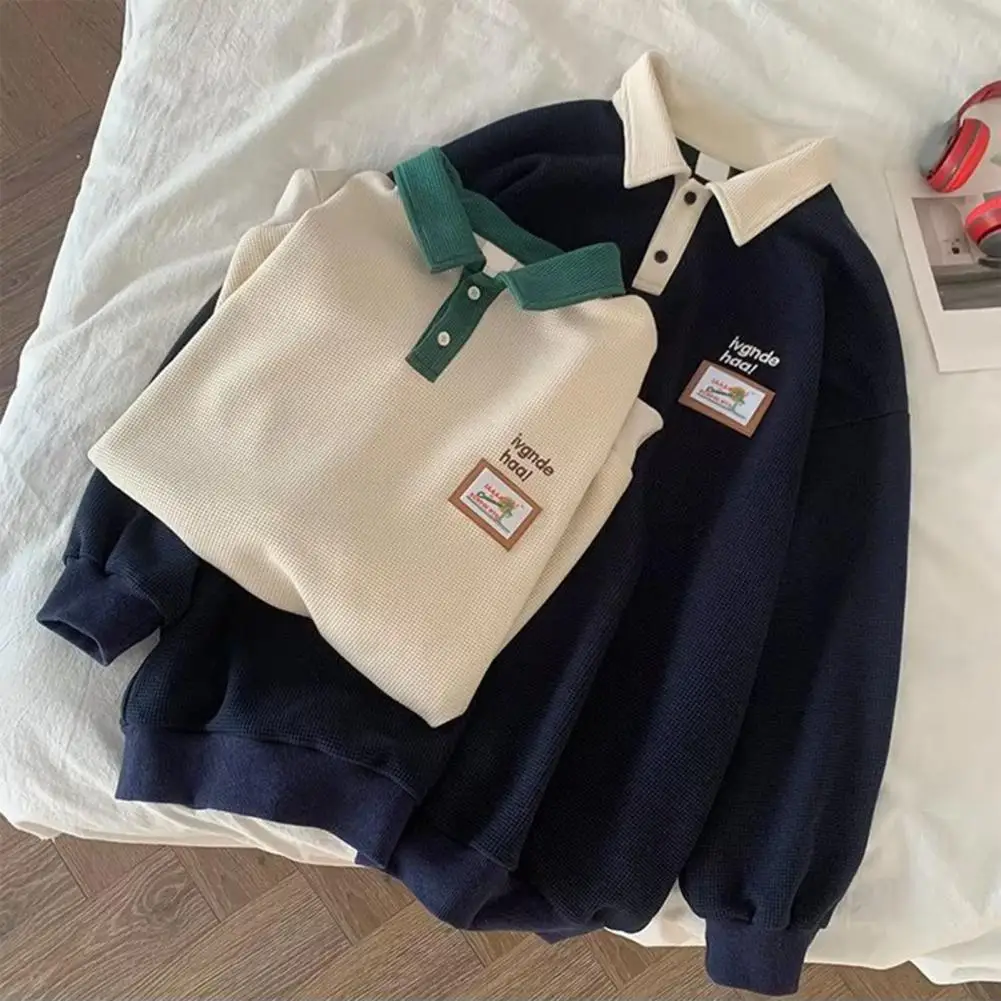 Свитшот мужской демисезонный пуловер с лацканами воротником на пуговицах