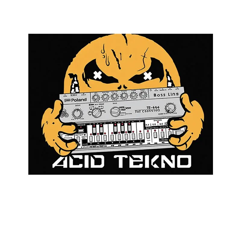 Фото Настенный гобелен с изображением музыки Acid Tekno Synthwave, ретро-декор в стиле электронного синт-поп-арта, постер 150x300 см, большой размер №3