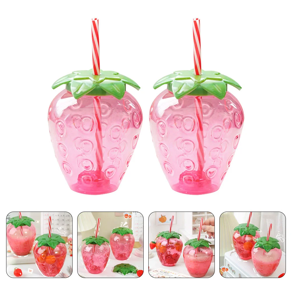 

Cup Strawbottle Water Drinking Strawberry Mug Lid Cups Coffee Clearkawaii Cold Travel Tumbler Summer Iced Cutelovely Shaped