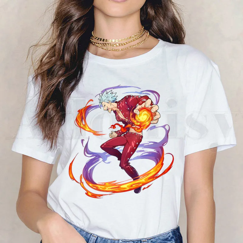 

Seven Deadly Sinsi Meliodas Manga Nanatsu No Taiza T Shirts Women's T-shirt Short Sleeve Female Tops Tees Harajuku Vintage